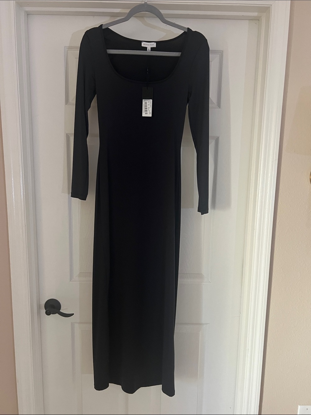 Gianni Bini Black Long Sleeve Scoop Neck Maxi Dress